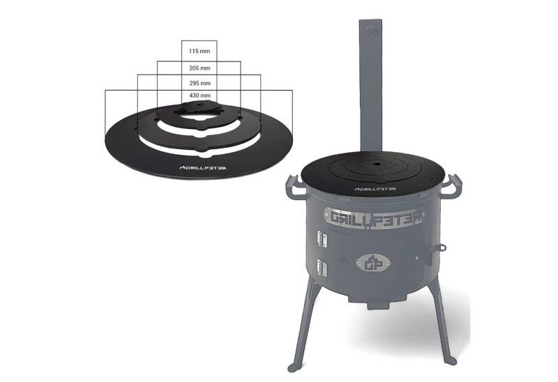 Grillpeter Grillplatte Adapterplatte für Utschak Ø 40cm Kochplatte aus Stahl 4mm von Grillpeter