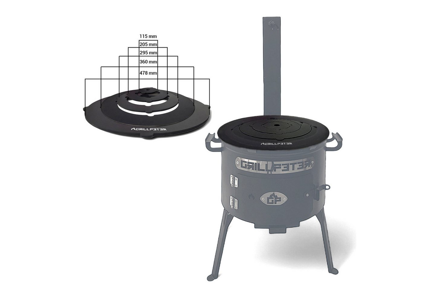 Grillpeter Grillplatte Adapterplatte für Utschak Ø 45 cm Kochplatte aus Stahl 4mm Grillpeter Grillplatte Adapterplatte für Utschak Ø 45 cm Kochplatte aus Stahl 4mm von Grillpeter