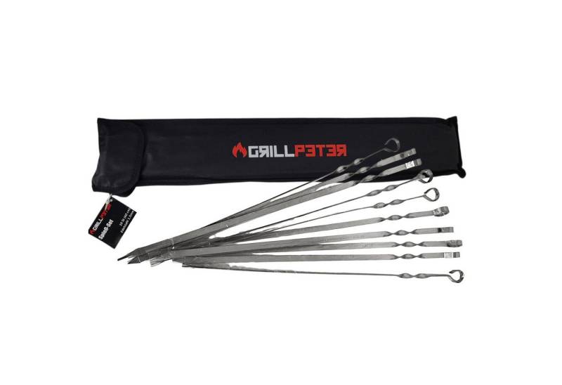 Grillpeter Grillspieß Grillpeter Schaschlik Spieße Edelstahl 10 Stück 60 cm mit Tasche von Grillpeter
