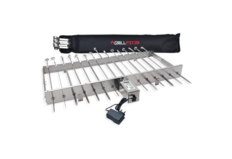 Grillpeter Grillspieß Mangal XXL Drehspießaufsatz 80 cm Edelstahlmotor Spieße von Grillpeter