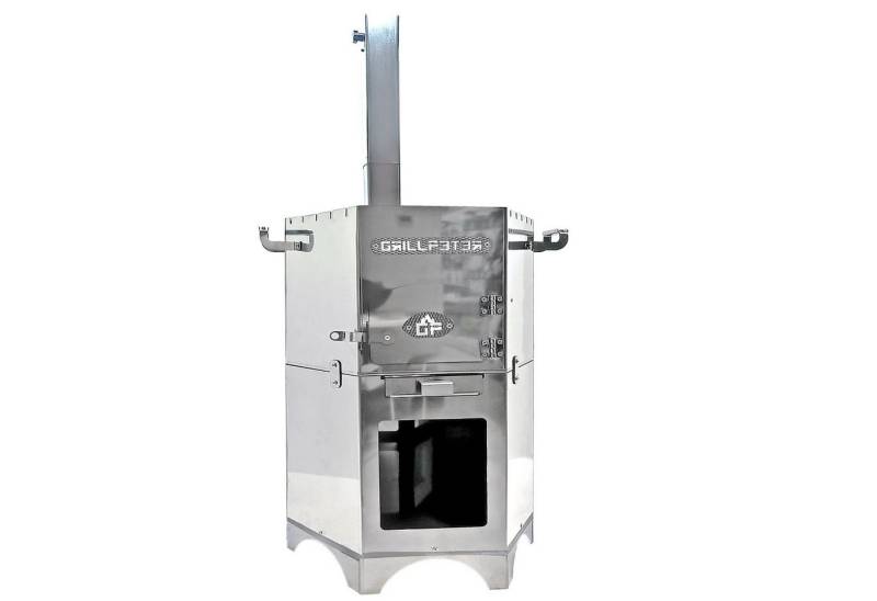 Grillpeter Holzkohlegrill Feuerofen Batyr Ofen Edelstahl 2mm mit Rauchrohr von Grillpeter