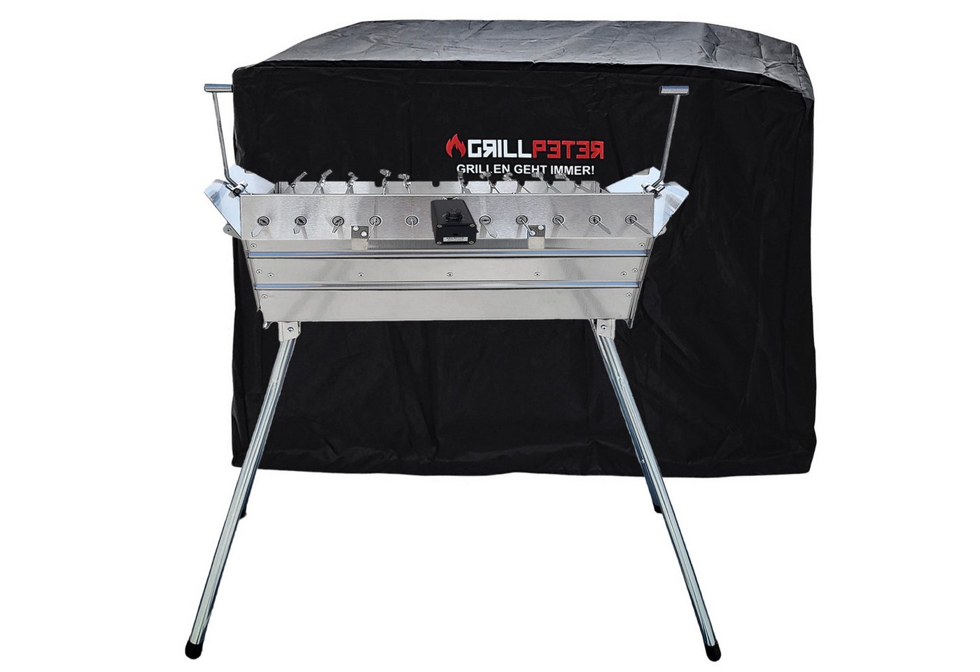 Grillpeter Holzkohlegrill Mangal Ararat Edelstahl 11er Drehspieß Haube Elektromotor von Grillpeter