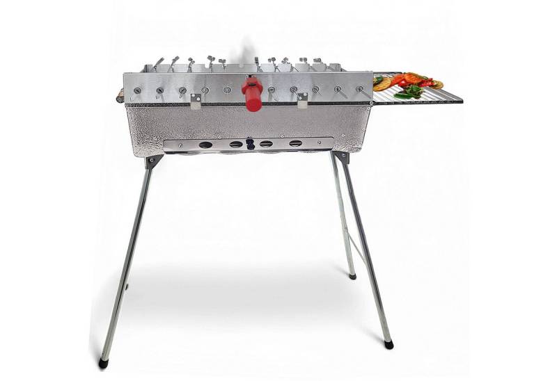 Grillpeter Holzkohlegrill Mangal Astana Deluxe 11er Spießdreher Grillmotor Deckel Grillrost von Grillpeter
