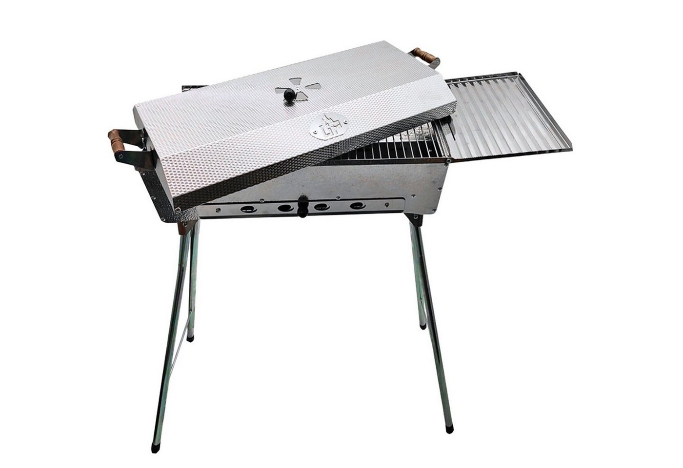 Grillpeter Holzkohlegrill Mangal Astana Deluxe mit 11er Spießdreher 230V Edelstahlmotor von Grillpeter