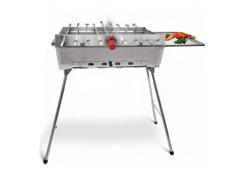 Grillpeter Holzkohlegrill Mangal Astana Deluxe mit 9er Spießdreher Grillmotor USB und Powerbank von Grillpeter