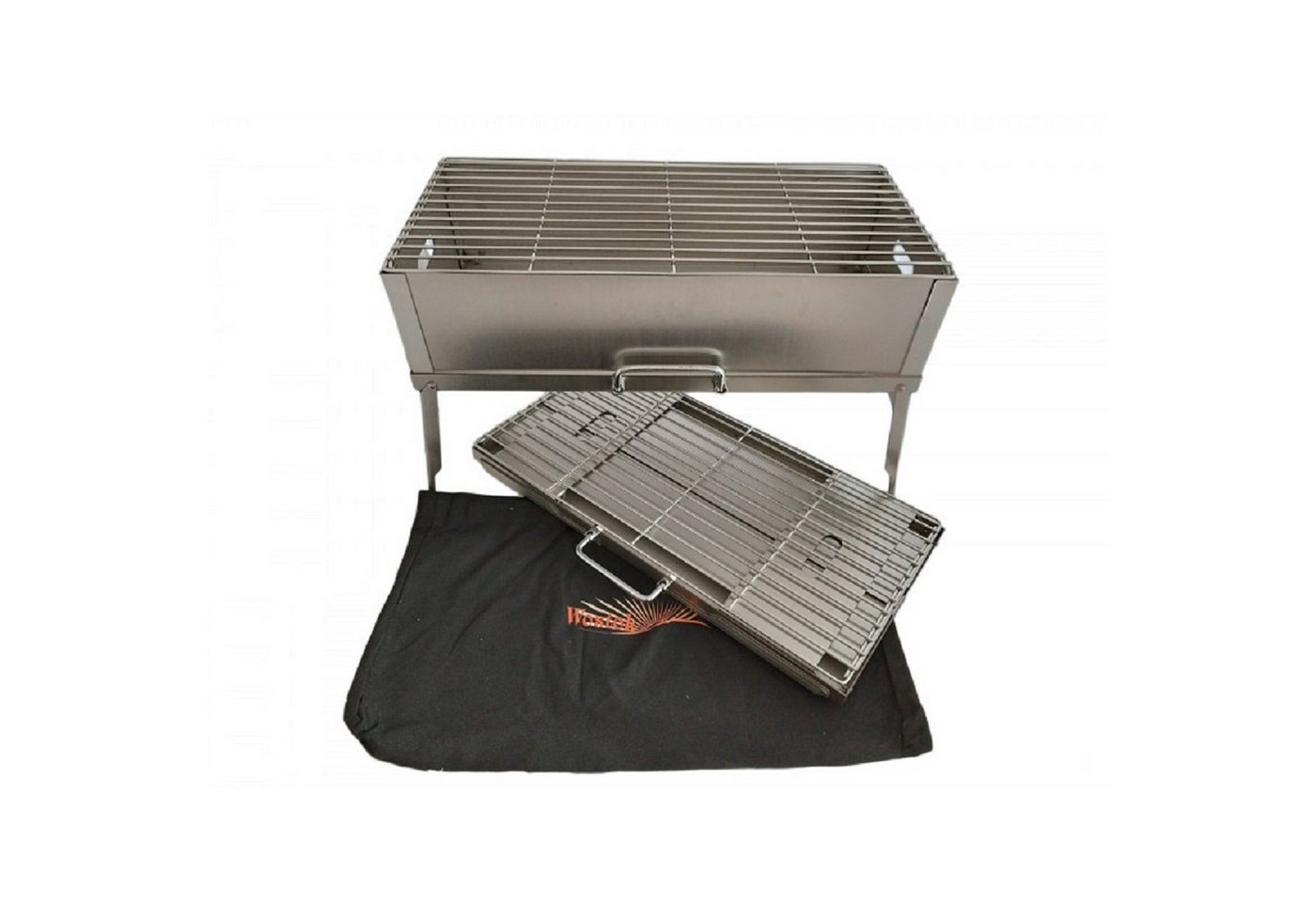 Grillpeter Holzkohlegrill Mangal Picknick Edelstahl 2mm Schaschlikgrill klappbar mit Grillrost von Grillpeter