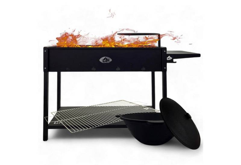Grillpeter Holzkohlegrill Mangal Set Batyr XL Schaschlikgrill 100cm mit Grillrost Kasan 8L von Grillpeter