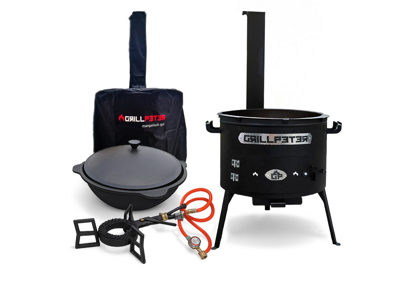 Grillpeter Holzkohlegrill Utschak Asamat Ø45 cm Kazan 16L Gaskocher und Abdeckhaube Grillpeter Holzkohlegrill Utschak Asamat Ø45 cm Kazan 16L Gaskocher und Abdeckhaube von Grillpeter