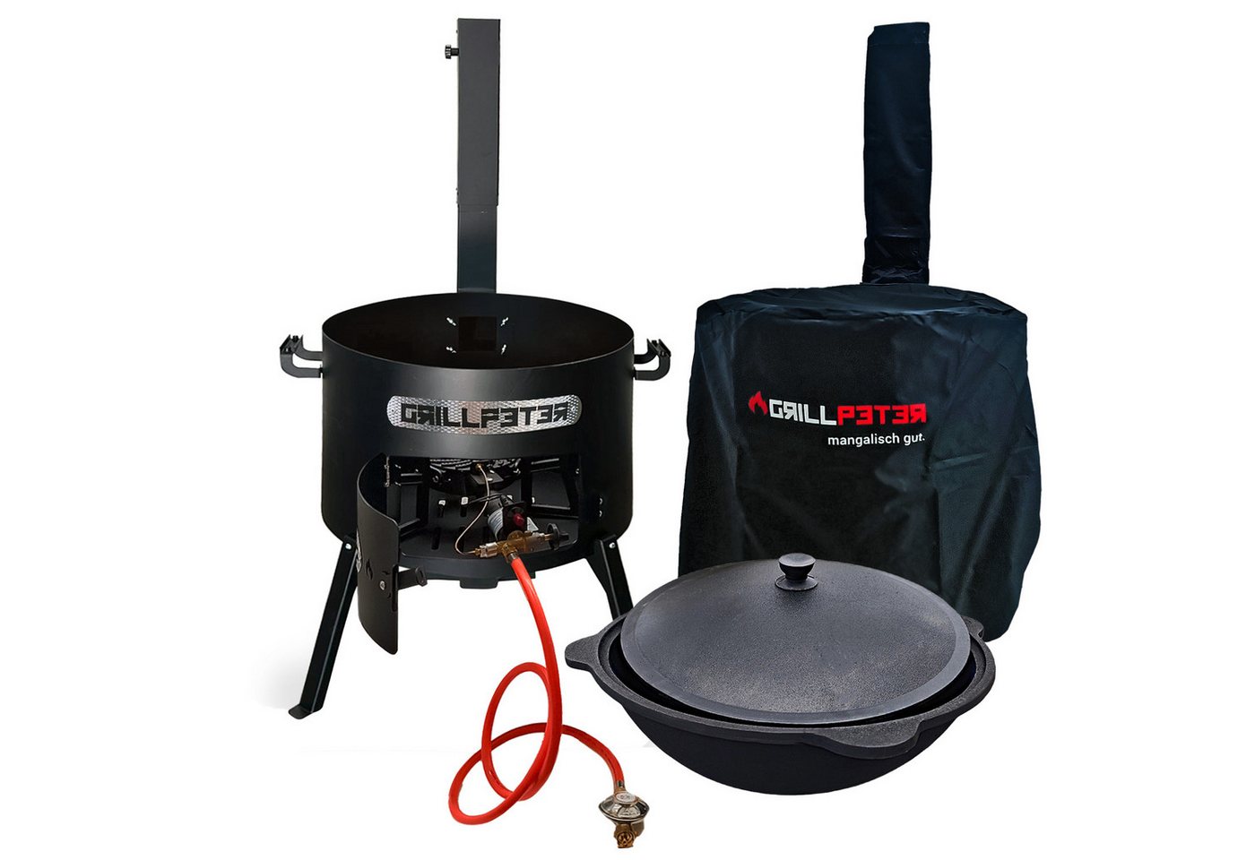 Grillpeter Holzkohlegrill Utschak Asamat Ø50 cm mit Rauchrohr Kasan 22L Gasbrenner Abdeckhaube Grillpeter Holzkohlegrill Utschak Asamat Ø50 cm mit Rauchrohr Kasan 22L Gasbrenner Abdeckhaube von Grillpeter