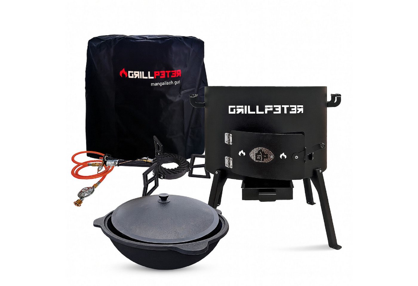 Grillpeter Holzkohlegrill Utschak Nurlan Ø45 cm mit Kazan 16L Gaskocher und Abdeckhaube Grillpeter Holzkohlegrill Utschak Nurlan Ø45 cm mit Kazan 16L Gaskocher und Abdeckhaube von Grillpeter