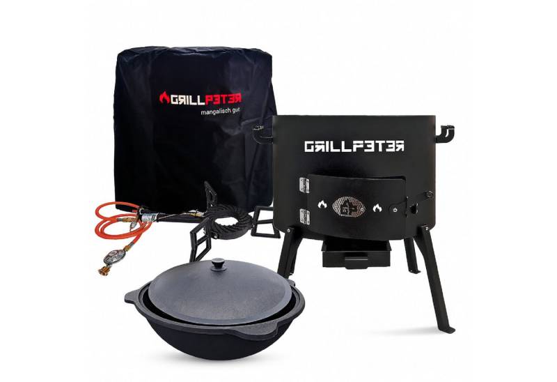 Grillpeter Holzkohlegrill Utschak Nurlan Ø45 cm mit Kazan 16L Gaskocher und Abdeckhaube Grillpeter Holzkohlegrill Utschak Nurlan Ø45 cm mit Kazan 16L Gaskocher und Abdeckhaube von Grillpeter