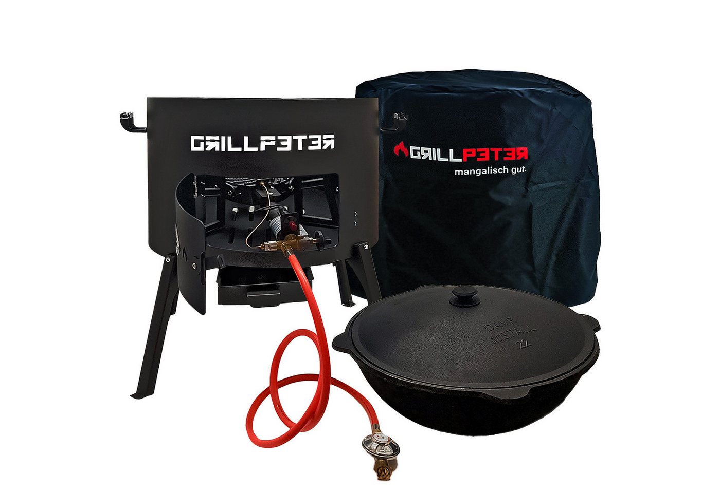 Grillpeter Holzkohlegrill Utschak Nurlan Ø50 cm Kazan 22L Gasbrenner Abdeckhaube von Grillpeter