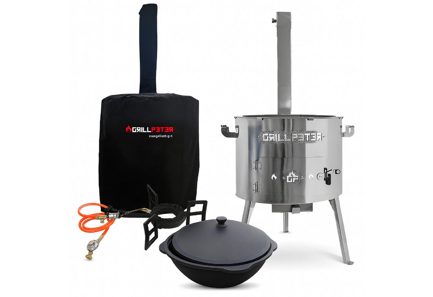 Grillpeter Holzkohlegrill Utschak Timur Ø45 cm Edelstahl Kazan 16L Gaskocher und Abdeckhaube Grillpeter Holzkohlegrill Utschak Timur Ø45 cm Edelstahl Kazan 16L Gaskocher und Abdeckhaube von Grillpeter
