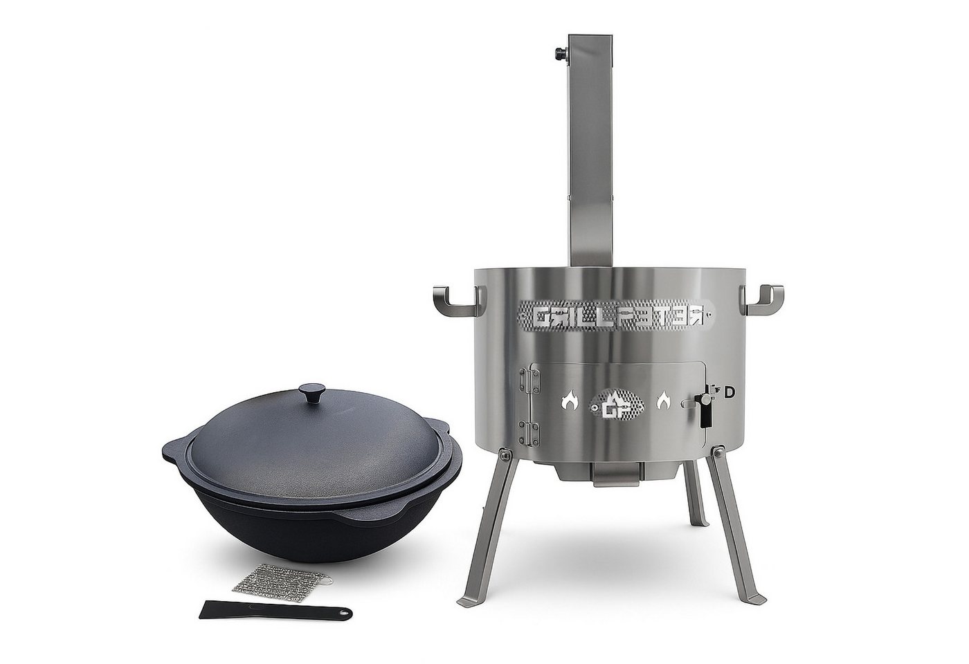 Grillpeter Holzkohlegrill Utschak Timur Ø50 cm Edelstahl mit Kazan 22L und Zubehör Grillpeter Holzkohlegrill Utschak Timur Ø50 cm Edelstahl mit Kazan 22L und Zubehör von Grillpeter