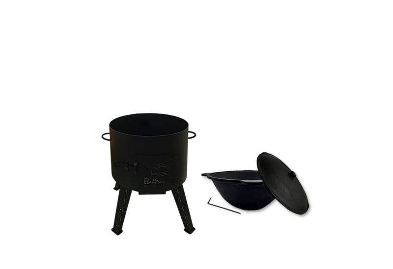 Grillpeter Holzkohlegrill Utschak mit Kazan 10 L Set Kasan aus Gusseisen Schüreisen von Grillpeter