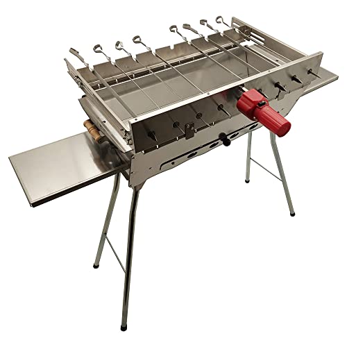 Grillpeter Mangal Edelstahl 2 mm Schaschlickgrill Set mit automatischen Spießdreher von Grillpeter