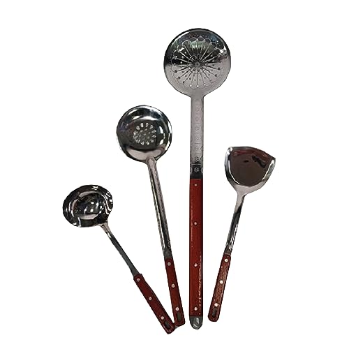 Grillpeter Schöpfkellen Set 4 TLG. mit Holzgriff Edelstahl für Kasan Utschak Plow von Grillpeter