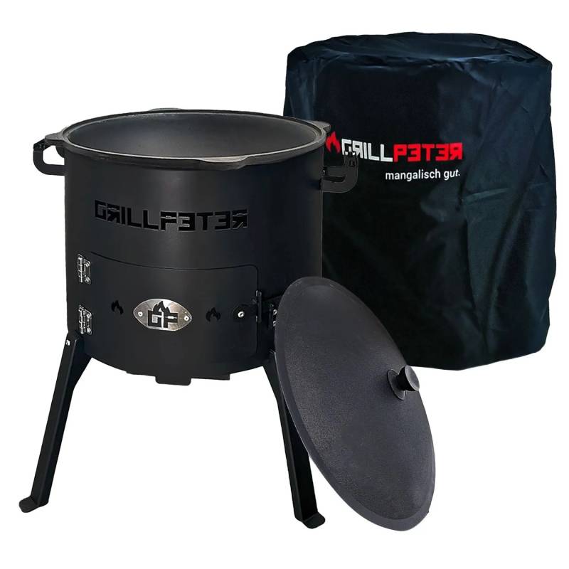 Grillpeter Utschak Set Nurlan Ø40 cm mit Kasan 10L mit Abdeckhaube von Grillpeter