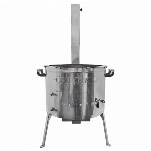 Grillpeter Utschak Timur Edelstahl 2mm mit Abzugsrohr Feuerofen für Kazan 12-22 Liter Uchag D45 cm von Grillpeter