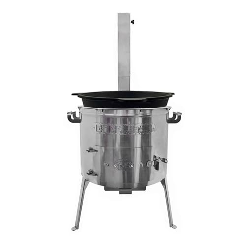 Utschak aus Edelstahl mit Rauchrohr Timur D40 mit Kazan aus Gusseisen 10L von Grillpeter