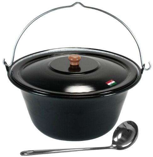 GRILLPLANET Gulaschkessel 15 Liter emailliert Deckel Originalprodukt Ungarn von GRILLPLANET