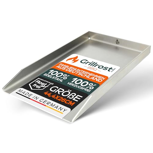 Edelstahl Grillplatte | Plancha 44,3x26cm - passend für Weber Spirit | 4mm Massiv von Grillrost.com Das Original