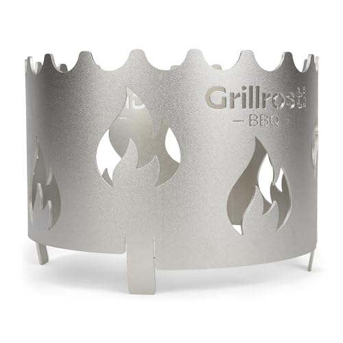 Grillrost.com Das Original Edelstahl Wokaufsatz | Krone für alle Feuerplatten mit 20cm Feuerloch mit Flammendesign von Grillrost.com Das Original