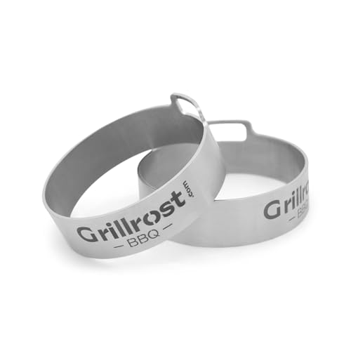 Grillrost.com Das Original Burgerringe aus massivem Edelstahl - im Doppelpack - perfekt für Plancha und Feuerplatte von Grillrost.com Das Original