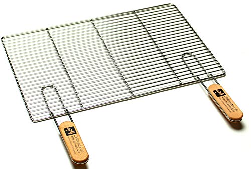 Edelstahl-Grillrost mit abnehmbaren Handgriffen 54 x 34 cm von Ihrem Grillrostprofi von GRILLROSTPROFI