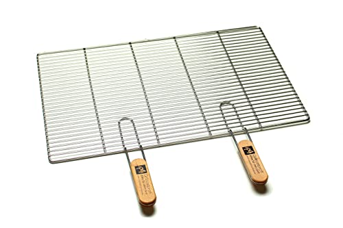 Edelstahl-Grillrost mit abnehmbaren Handgriffen 67 x 40 cm von GRILLROSTPROFI