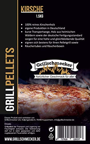 Grillschmecker Grillpellets Kirsche 15 kg - Holzpellets aus Kirschholz für Grill, Pelletofen & Smoker - von Grillschmecker