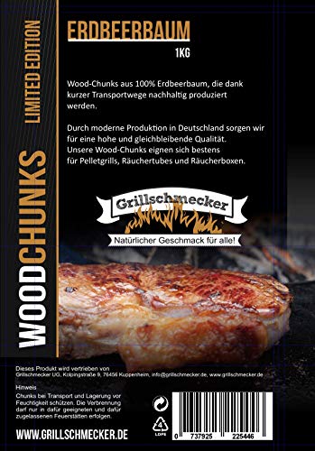 Grillschmecker Wood Chunks 1 kg Erdbeerbaum - Natürliches Holzaroma für Smoker, Keramik- und Kugelgrills - Grillschmecker Wood Chunks 1 kg Erdbeerbaum - Natürliches Holzaroma für Smoker, Keramik- und Kugelgrills - von Grillschmecker