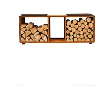 Grillsymbol Corten Stahl Kaminholzregal Enzo Rack-L von Grillsymbol