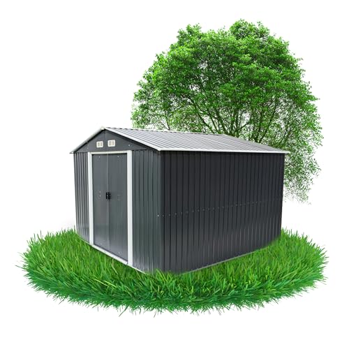Grindi - Gerätehaus Metall Sorbus IV - Gartenhütte - Gartenhaus - Geräteschuppen 303x301x214 cm Schiebetür - Garten Schrank - Fahrradgarage - Shelter - Gartengerätehaus - Tiny House von Grindi