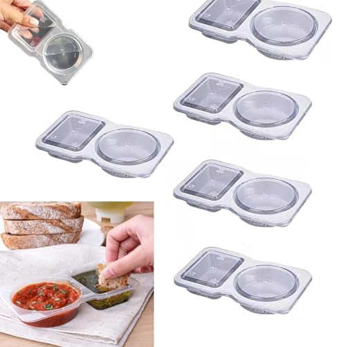 Grindrom Reusable Snack Pack Containers, Double Compartment Snack Containers with Lids, Portable Reusable Sauce Container, Thickened Portable Reusable Snack Packs (5pcs) von Grindrom