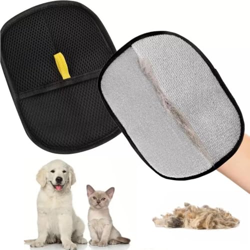 Grindrom Tierhaarentferner, Elektrostatische Tierhaarentfernungshandschuhe für Teppich, Wiederverwendbare Katzen- und Hundehaarentferner für Couch, Möbel, Bett, Autositz (2 Stück) von Grindrom