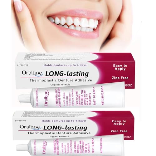 Thermoplastic Denture Adhesive, Long-lasting Cushion and Reliner False Teeth Adhesive Repair Kit for Teeth Refitting, Silicone Reline Denture Improve Comfort (2pcs) von Grindrom