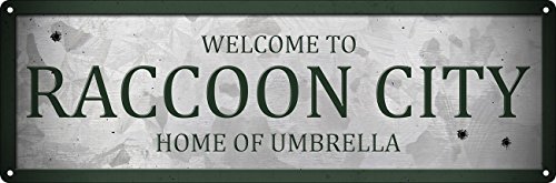 Blechschild Welcome To Raccoon City 30,5 x 10,1 cm von Grindstore