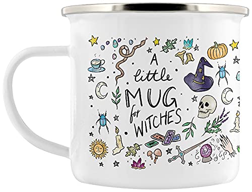 Grindstore A Little Mug For Witches Emailbecher Weiß von Grindstore