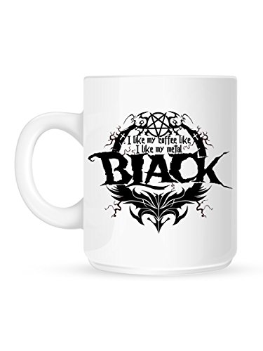 Grindstore Kaffeebecher I Like My Coffee Like I Like My Metal Black weiß von Grindstore