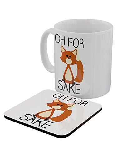 Grindstore Kaffeebecher und Untersetzer Oh For Fox Sake weiß von Grindstore
