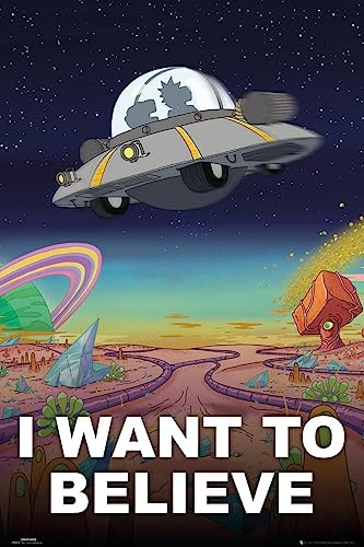 Grindstore Laminiertes Maxi-Poster "Rick and Morty I Want To Believe" von Grindstore