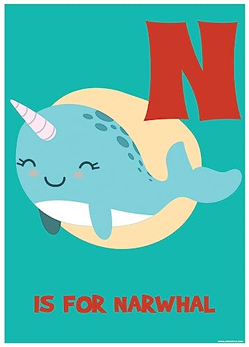 Grindstore Laminiertes Mini-Poster N Is For Narwhal von Grindstore