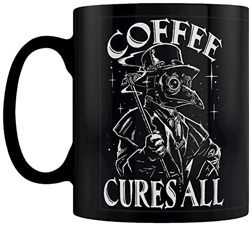 Grindstore Plague Doctor Coffee Cures All Mug Tafelbecher Schwarz von Grindstore