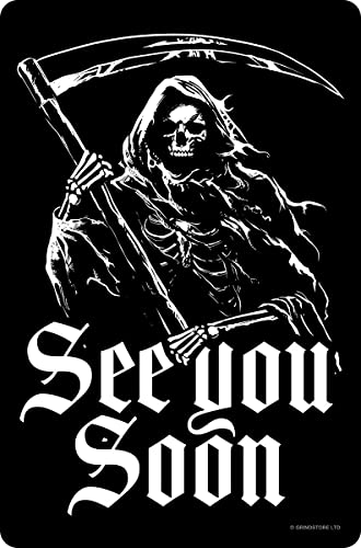 Reaper See You Soon Kleines Blechschild Schwarz 10x15cm von Grindstore