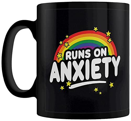 Grindstore Runs on Anxiety Mug Tafelbecher Schwarz von Grindstore