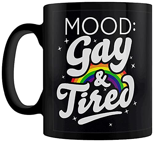 Grindstore Tasse mit Aufschrift "Mood: Gay & Tired Black" von Grindstore