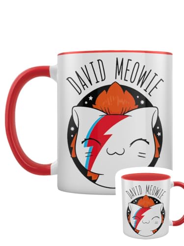 Grindstore V. I. Pets David Meowie Inner 2-Tone Tea and Coffee Mug Red von Grindstore