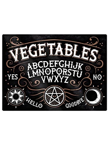 Grindstore Vegetables Ouija Schneidebrett aus Glas, glatt, rechteckig, Schwarz von Grindstore