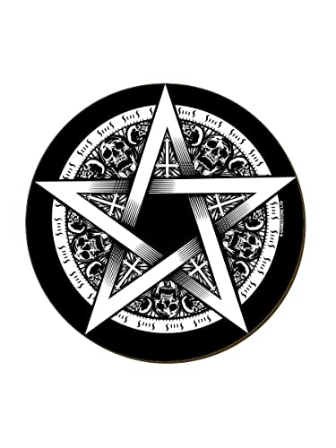 Pentagram Skulls Untersetzer Schwarz 9.2x9.2cm von Grindstore